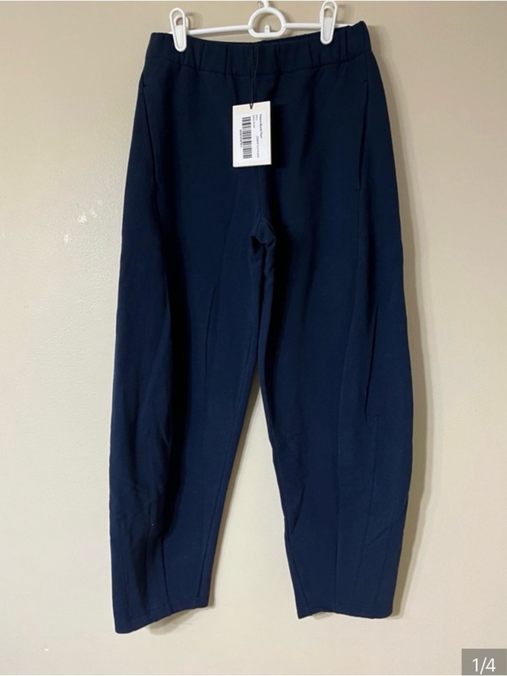 Cuyana Navy Elastic-Waist Tapered Pants